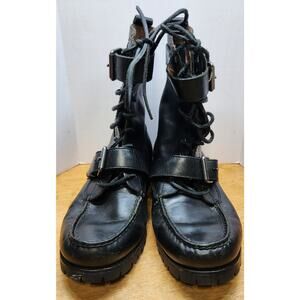 Polo Ralph Lauren Boots Mens Size 9D Black Radbourne Leather Buckle